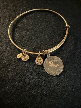 Alex & Ani Gold Tone Aquarius Charm Bangle Bracelet